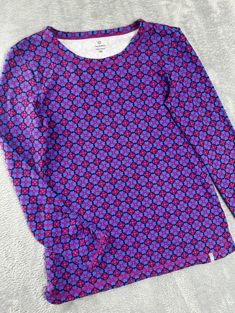 T by Talbots Supersoft Jersey Long Sleeve Tee Pink Purple Size Sp NWT Modal